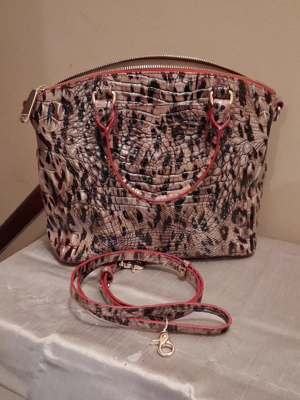 Brahmin duxbury ruby prowl solid Leather Satchel.rare colorway.